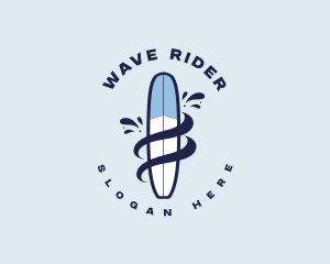 Surfboard Splash Wave logo design