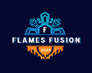 Flaming Temperature Snowflake logo design