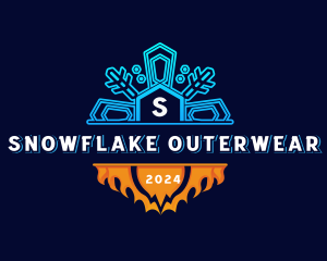 Flaming Temperature Snowflake logo design