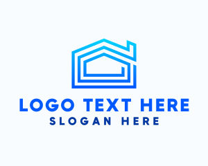 Linear - Blue Residential House logo design