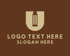 Land Developer - Beige Building Letter U logo design