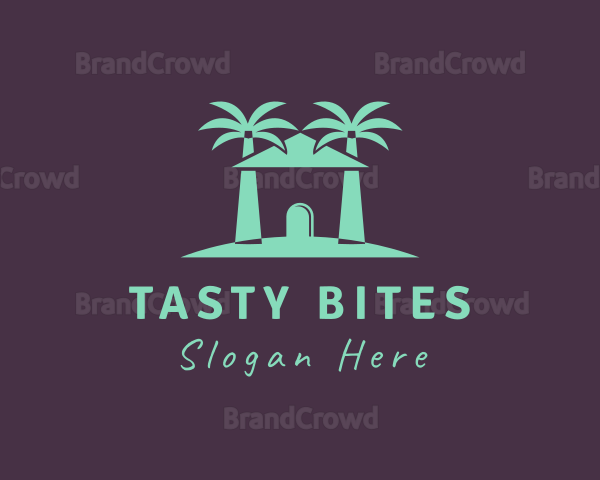 Palm Tree Beach Hut Logo