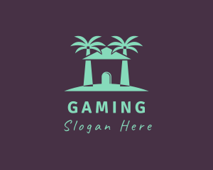 Lodging - Palm Tree Beach Hut logo design