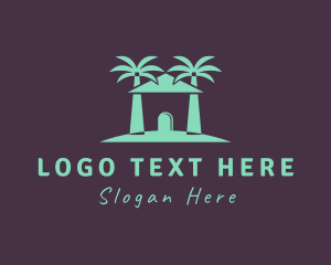 Palm Tree Beach Hut  Logo