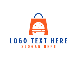 Online Shop - Burger Shopping Bag logo design