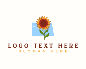 Map - North Dakota Daisy Flower logo design