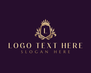 Leaves - Royal Floral Shield logo design