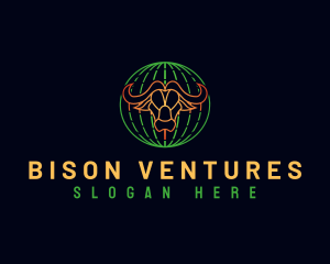 Bison Bull Globe  logo design