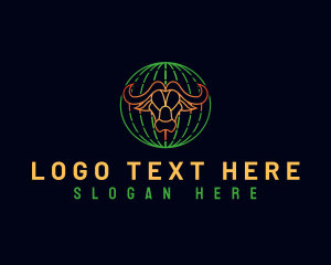 Globe - Bison Bull Globe logo design