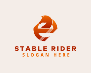 Horseman - Wild Stallion Letter E logo design