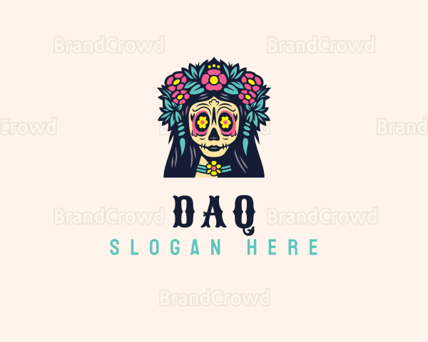 Floral Headdress Skull Logo