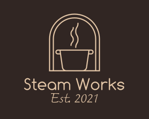 Steaming - Cooking Pot Line Art logo design