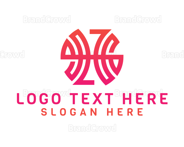 Modern Pink Letter H Outline Logo