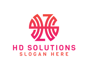 Modern Pink Letter H Outline logo design