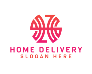 Modern Pink Letter H Outline logo design