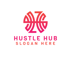 Modern Pink Letter H Outline logo design