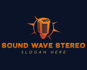 Stereo - Podcast Radio Microphone logo design