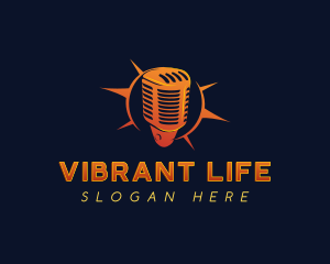 Live - Podcast Radio Microphone logo design