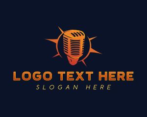 Singing - Podcast Radio Microphone logo design