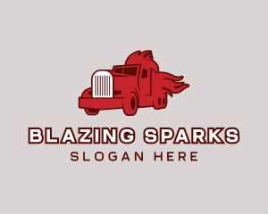 Red Blazing Trucker logo design