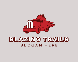 Red Blazing Trucker logo design