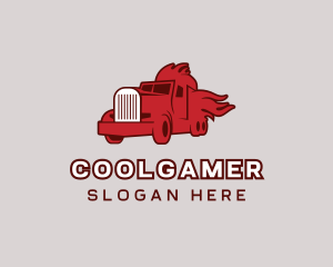 Flame - Red Blazing Trucker logo design