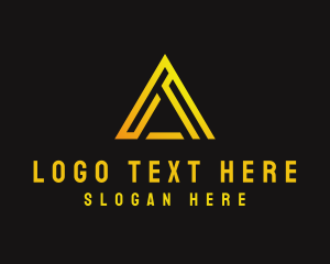 Triangle - Triangle Gold Letter A logo design
