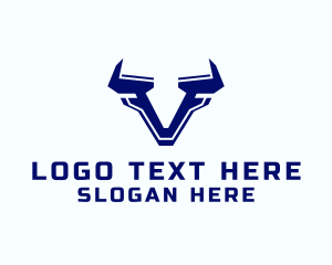 Bull - Letter V Horn logo design
