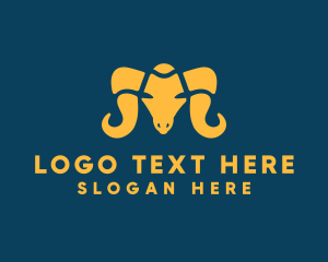 Goat - Ram Horn Animal logo design