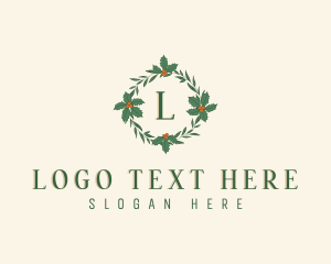 Feast - Christmas Holly Wreath logo design