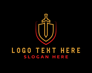 Sword Fight - Medieval Sword & Shield logo design