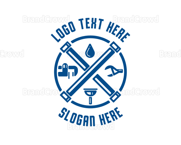 Droplet Pipe Wrench Plunger Logo