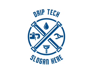 Droplet Pipe Wrench Plunger logo design