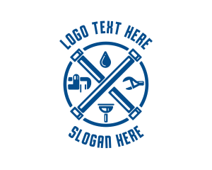 Pipe Wrench - Droplet Pipe Wrench Plunger logo design