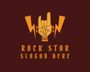 Rock Guitar Hand logo design