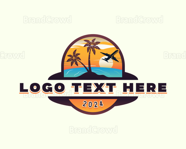 Beach Travel Plane Logo