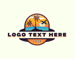 Sunset - Beach Travel Plane logo design