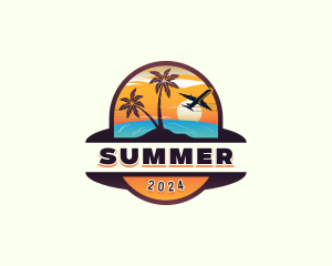 Beach Travel Plane logo design