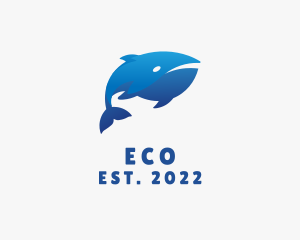 Aquatic - Blue Marine Whale logo design