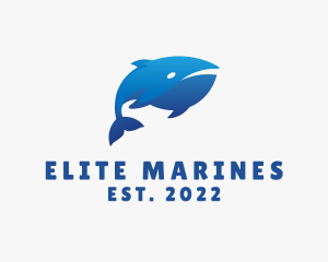 Blue Marine Whale logo design