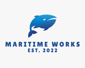 Blue Marine Whale logo design