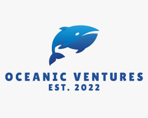 Blue Marine Whale logo design