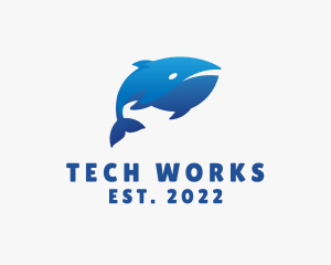 Blue Marine Whale logo design