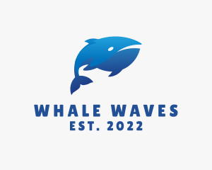 Whale - Blue Marine Whale logo design