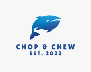 Seafood - Blue Marine Whale logo design