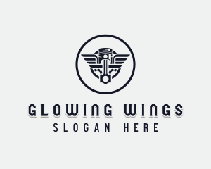 Piston Wings Maintenance logo design