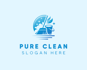 Cleaning Broom Bucket logo design