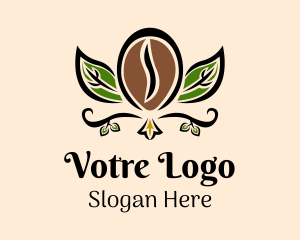 Organic Coffee Bean Leaf Logo