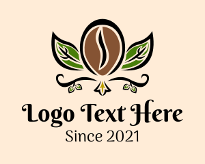 Brewed Coffee - Organic Coffee Bean Leaf logo design
