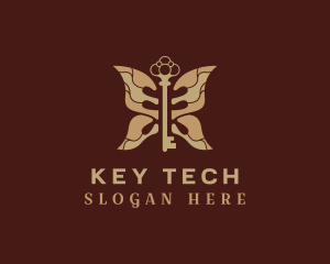 Brown Butterfly Key logo design